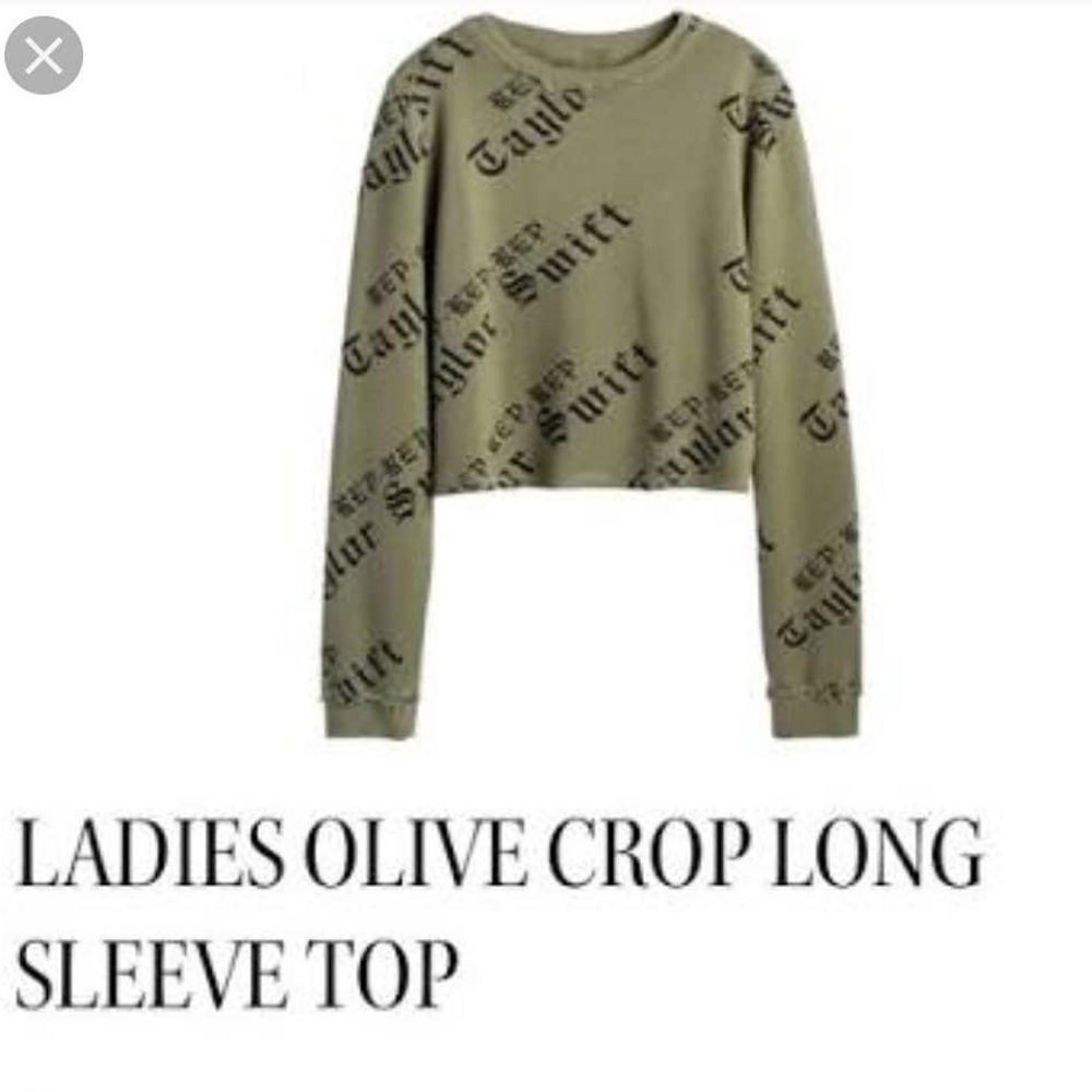 Taylor Swift Olive Green Cropped Sweatshirt